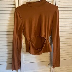 Long sleeve orange open front slit